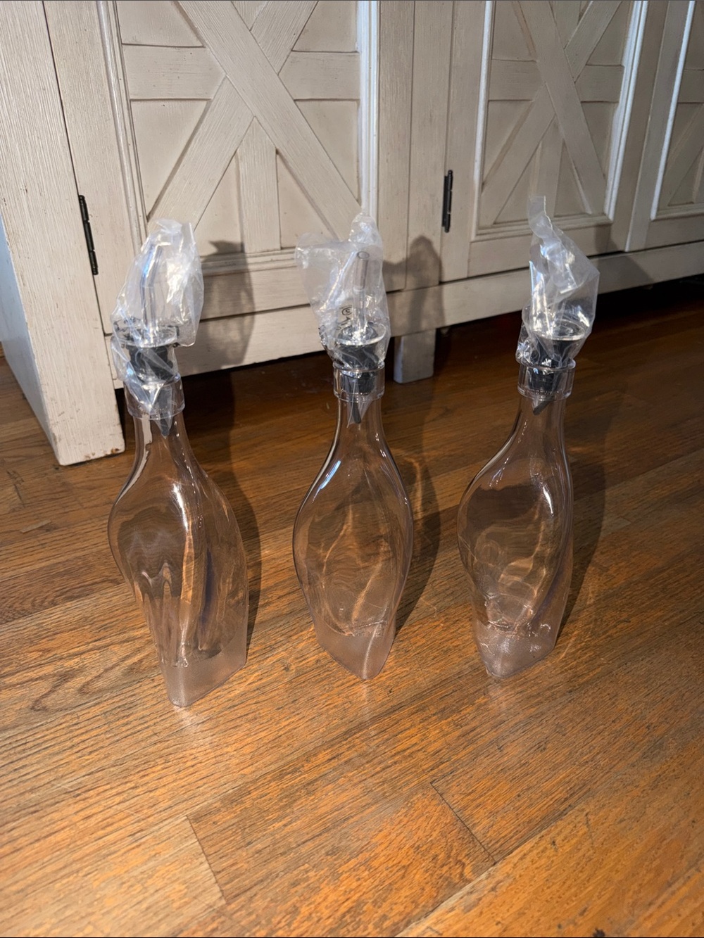 Set of 3 Tupperware Sheerly Elegant plastic Bottles for Oil & Vinegar